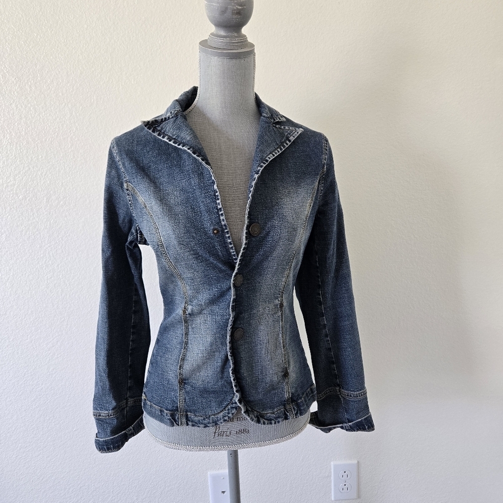 Vintage Y2K Miss Sixty‎ Jean Blue Denim Fitted Jacket Size Medium - Picture 2 of 16